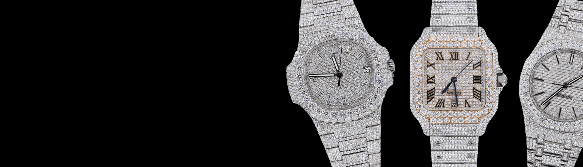 Diamond studded watches mens clearance