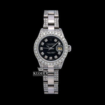 Date Display Black Dial Moissanite Diamond Watch 14K Gold VVS 19 Ct 42mm Front View