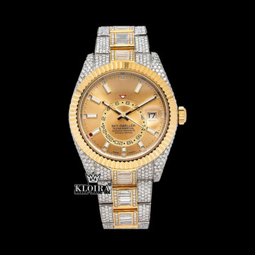 Golden Hour Moissanite Diamond Watch 14K Gold VVS 18 Carat 42mm Front View