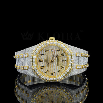 Golden Starburst Moissanite Diamond Watch Silver VVS 29 Carat 42mm Men