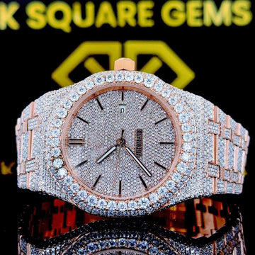 K Square Tow Tone Rose Gold Customised Moissanite Watch