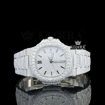 Lab-Grown Diamond Iced Out Watch 14K Gold VVS 24 Ct Front View