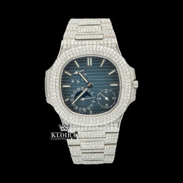 Midnight Gem Moissanite Diamond Watch 14K Gold VVS 22 Carat 42mm Front View