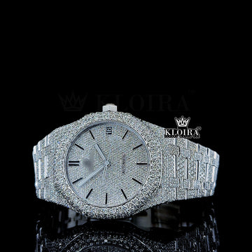 Royal Ice Royal Oak Moissanite Diamond Watch 14K Gold VVS 30 Carat 41mm Front