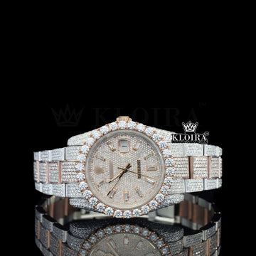 Royaluxe Moissanite Diamond Watch Rose 14K Gold VVS 28 Carat 42mm Front
