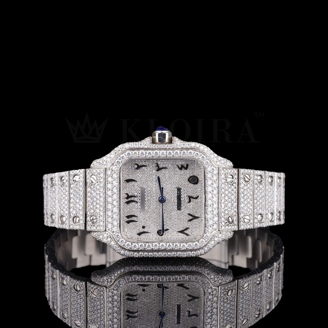 Cartier Replica SilverMonarch Moissanite Diamond Watch 14K Gold VVS 23