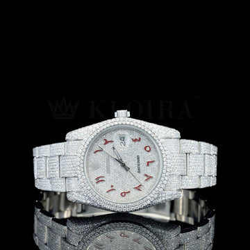 Silver Diamond Watch 14K Gold VVS 31 Carat 42mm