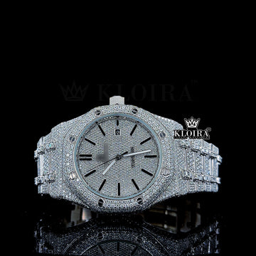 Stick Numerals Royal Oak Moissanite Diamond Watch 14K Gold VVS 29 Carat 39mm Front