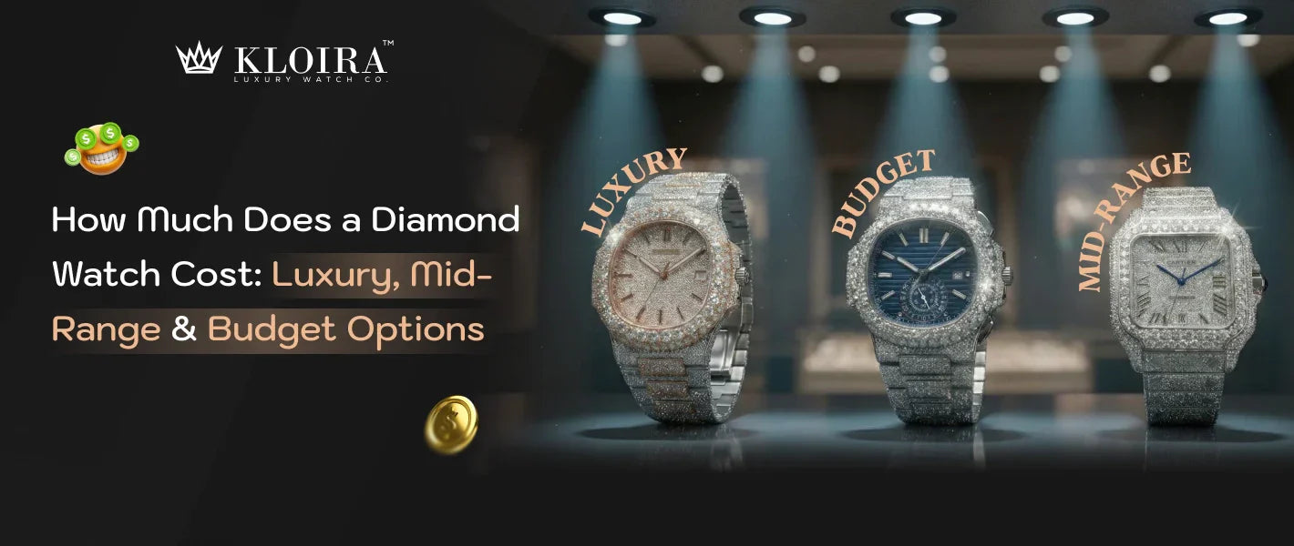 Best moissanite diamond watch collection in luxury, mid-range and budget styles inspired by Cartier and Patek design