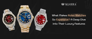 Why Are Rolex So Expensive with a close-up view of diamond-encrusted Rolex watches in striking red, blue, and black dials highlighting their luxury features and craftsmanship.