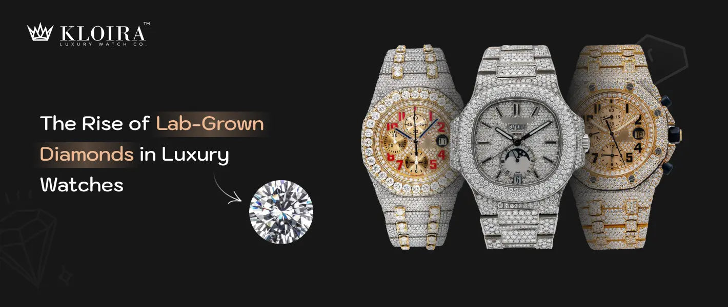 Lab-Grown Diamond Watch collection featuring luxury iced-out timepieces.