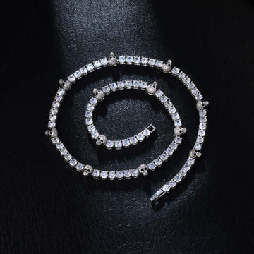 5mm Round Moissanite Tennis Chain BoldLink in 14K White Gold Front