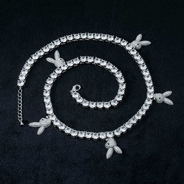 5mm Round Moissanite Tennis Chain Bunnylink in 14K White Gold Front