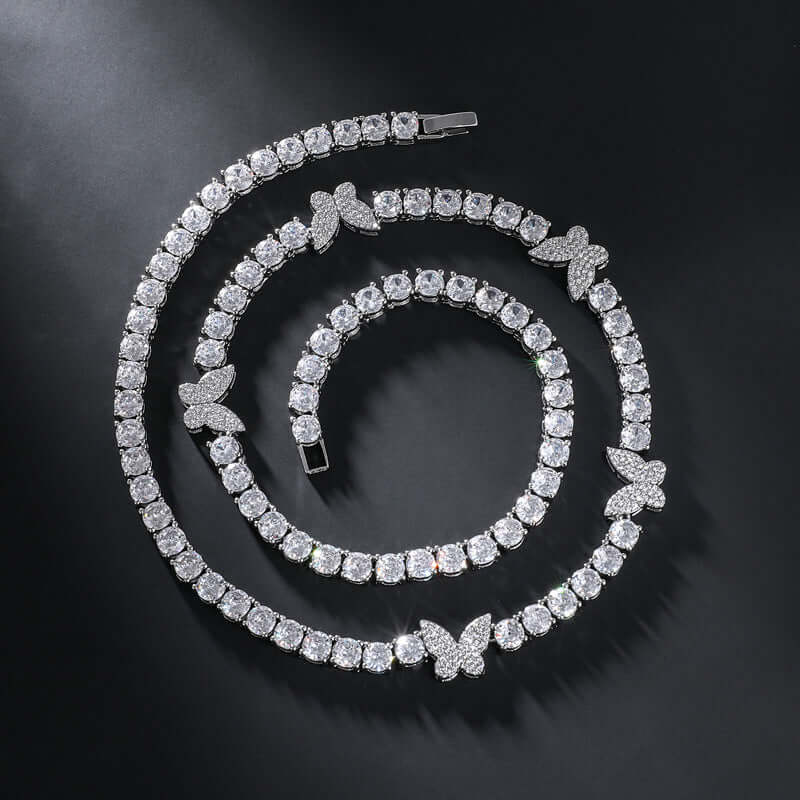 5mm Round Moissanite Tennis Chain FloraGleam in 14K White Gold Closeup Front View