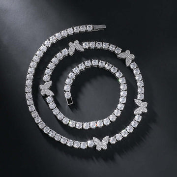 5mm Round Moissanite Tennis Chain FloraGleam in 14K White Gold Closeup Front View