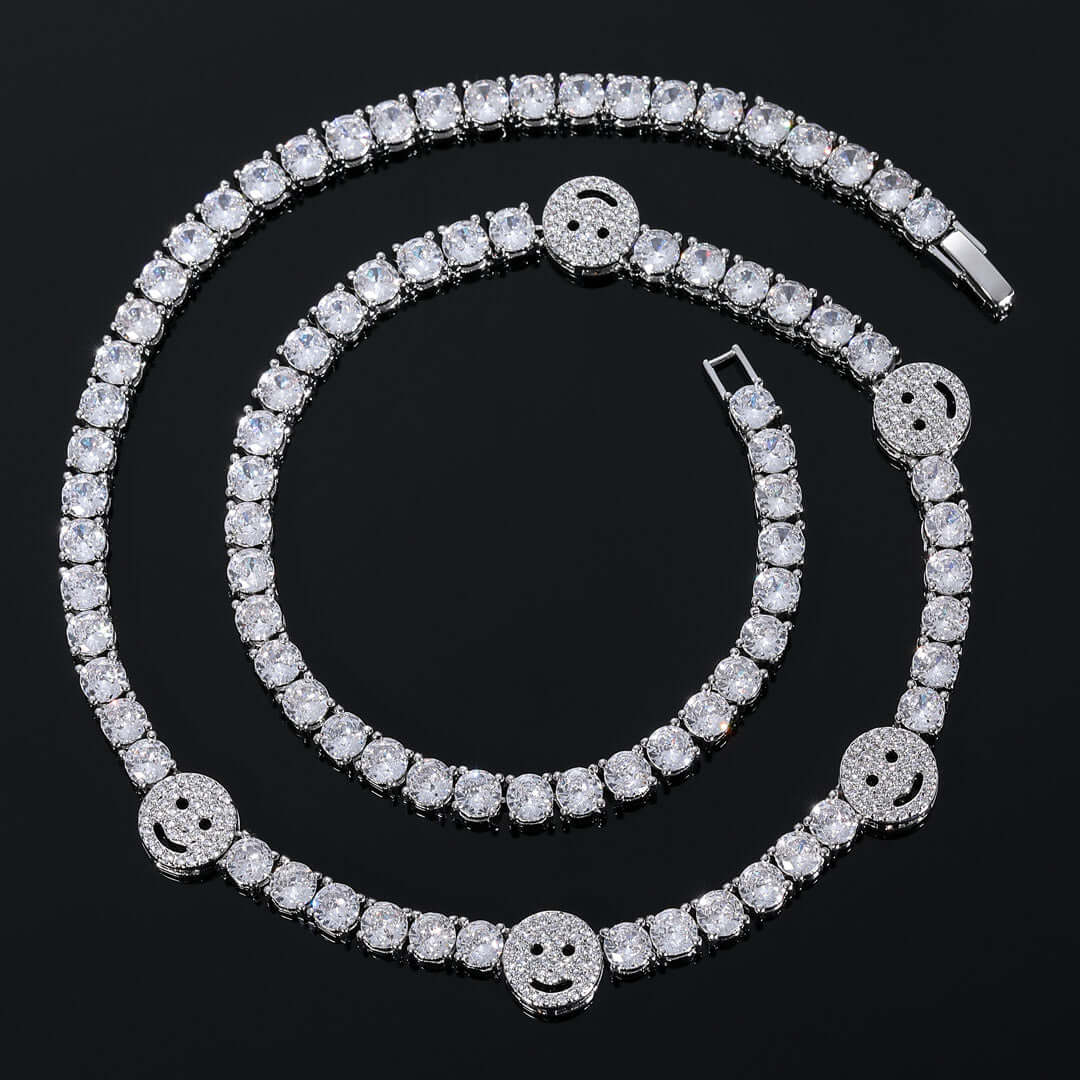 5mm Round Moissanite Tennis Chain JoyLink in 14K White Gold Closeup Full Chain