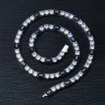 5mm Round Moissanite Tennis Chain Noirlink in 14K White Gold Front