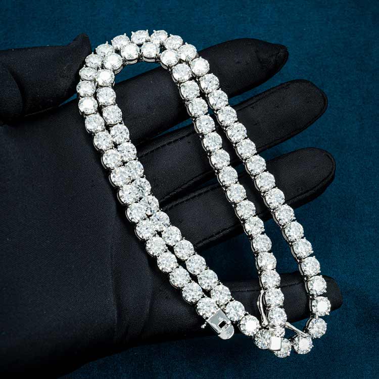 6mm Round Moissanite Tennis Chain FrostGlow in 14K White Gold Front