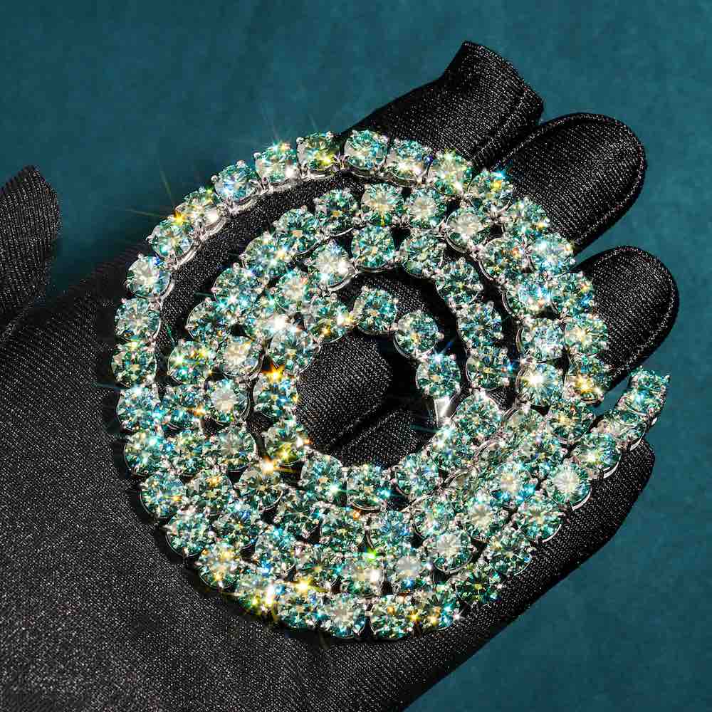 6mm Round Moissanite Tennis Chain SparkleLoop in 14K White Gold Front