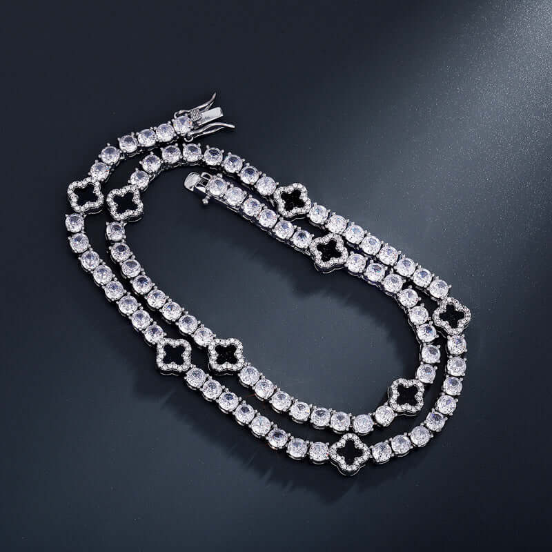 9mm Round Moissanite Tennis Chain LustreLink in 14K White Gold Front