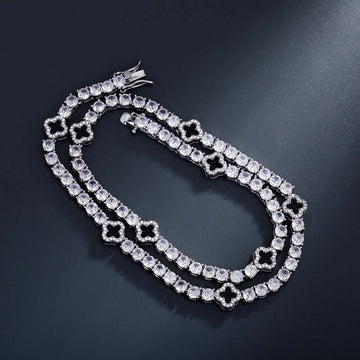 9mm Round Moissanite Tennis Chain LustreLink in 14K White Gold Front
