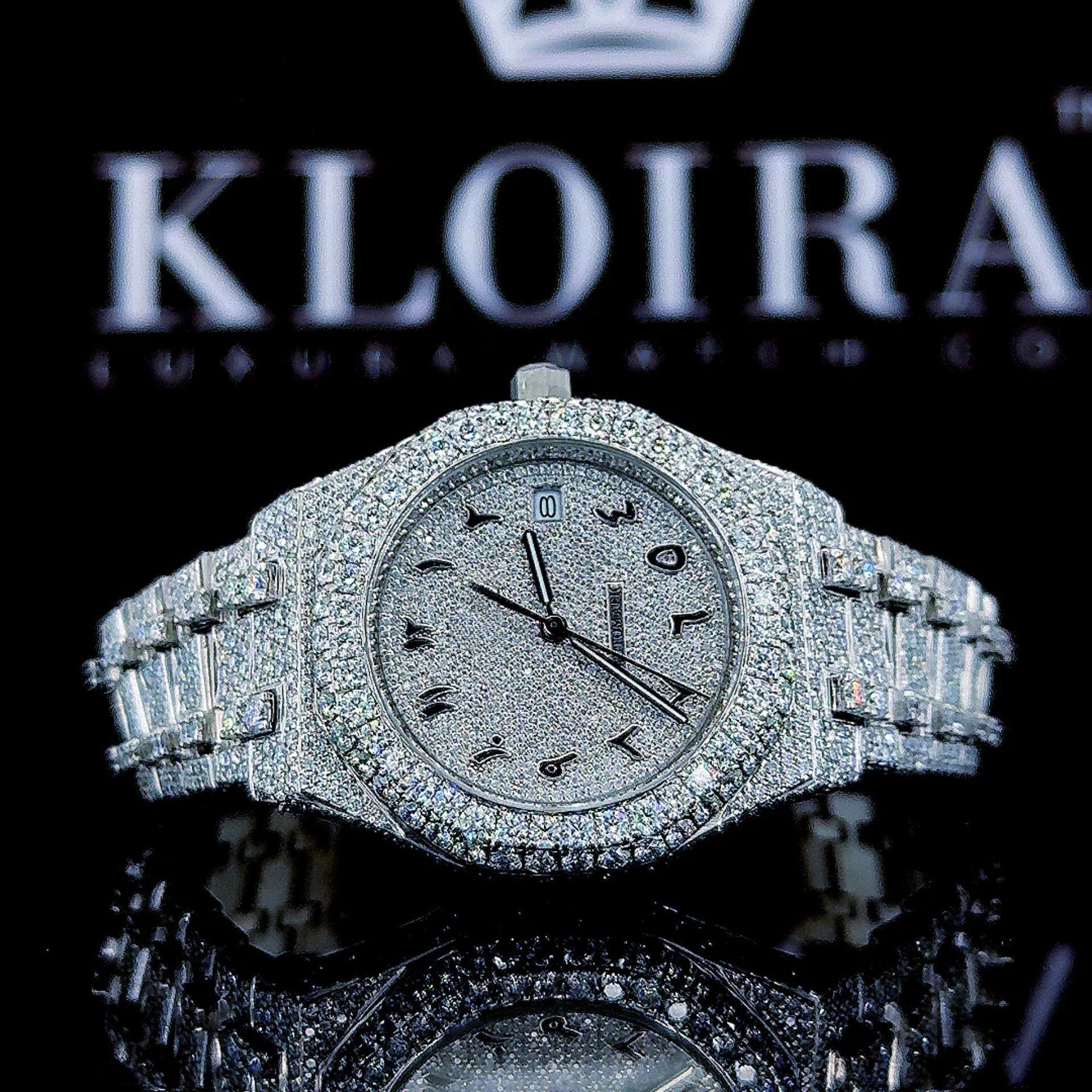 Fully Iced Out White Dial AP Moissanite Diamond Watch