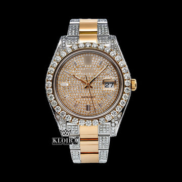 AuricChrono Moissanite Diamond Watch 14K Gold VVS 20 Carat 42mm Front