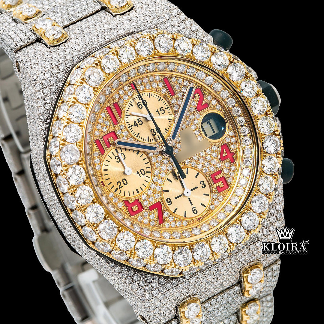 Sunset Gleam Moissanite Diamond Watch Silver VVS 22 Carat 42mm Men Front