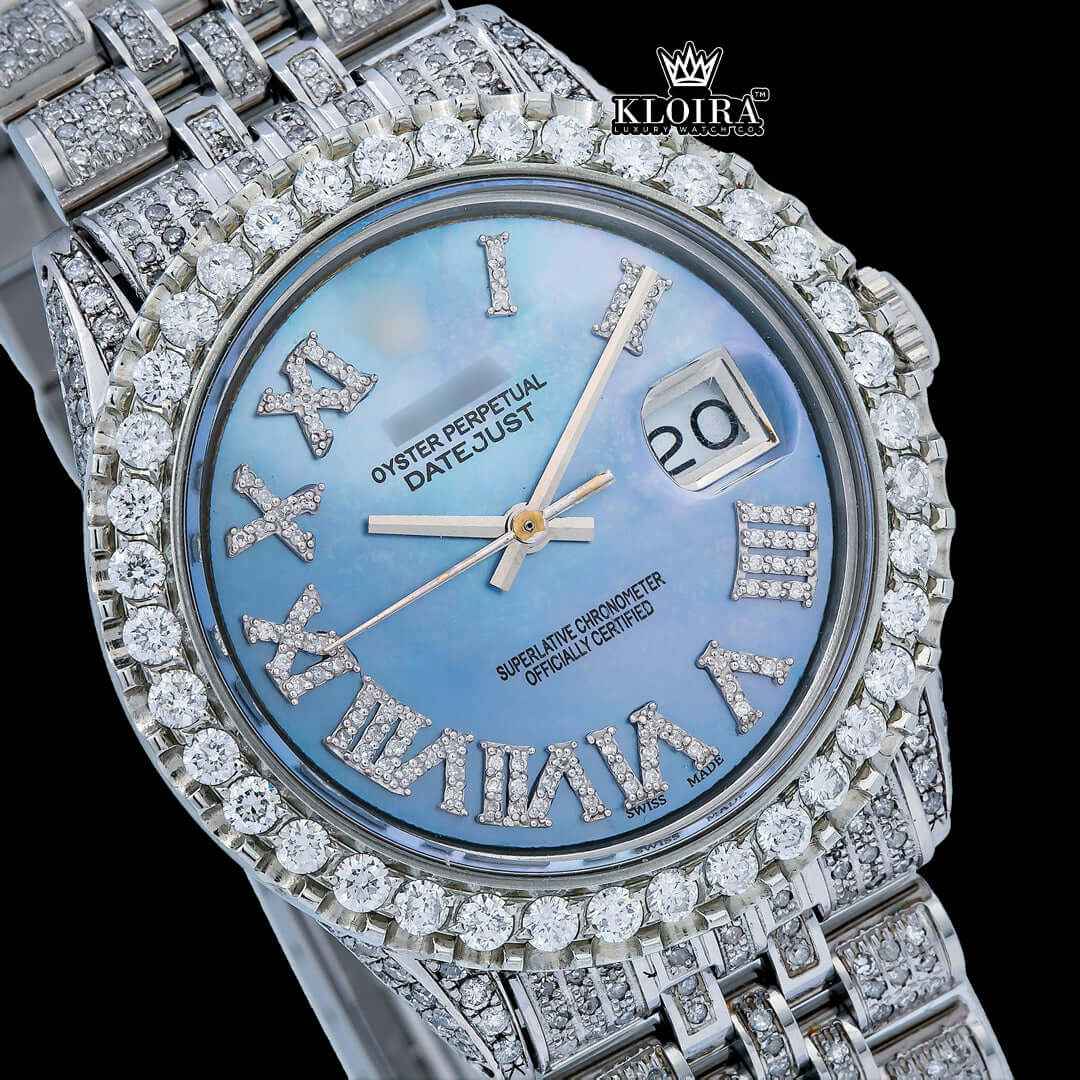 AzureGleam Moissanite Diamond Watch 14K Gold VVS 18 Carat 42mm Front