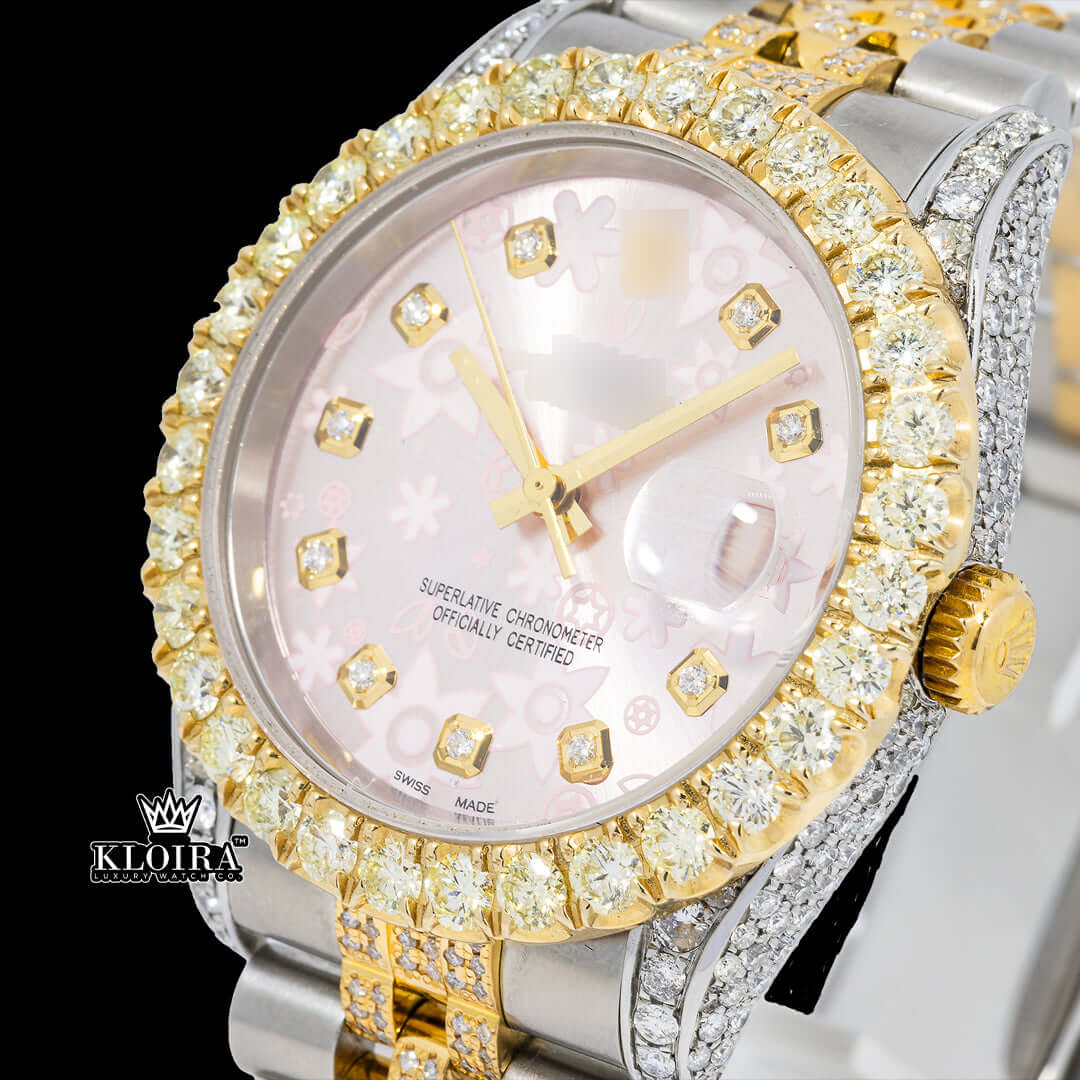 BloomSpark Moissanite Diamond Watch Silver VVS 18 Carat 42mm Men Front