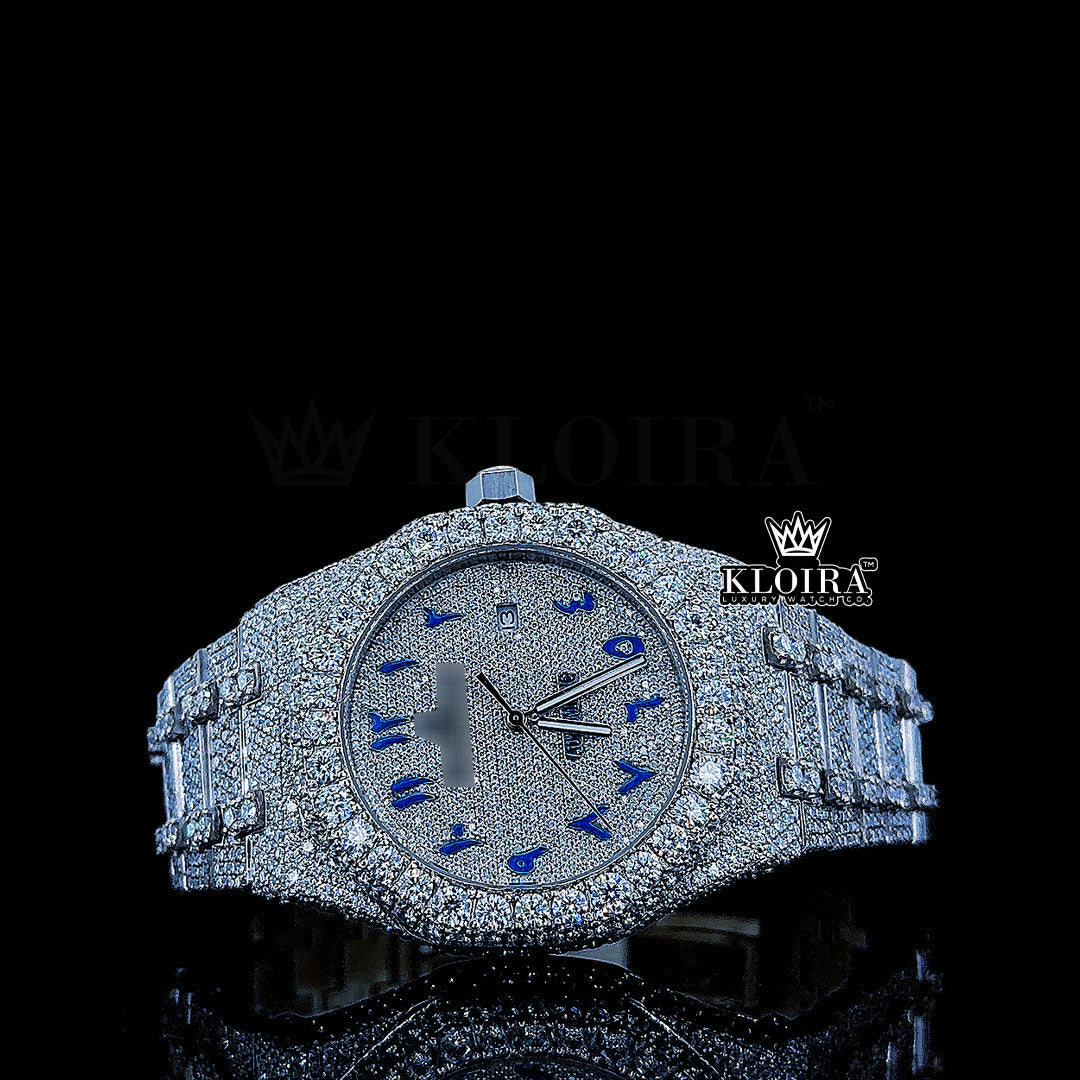 Blue Radiance Natural Diamond Watch 14K Gold VVS 29 Carat 36mm Men Front