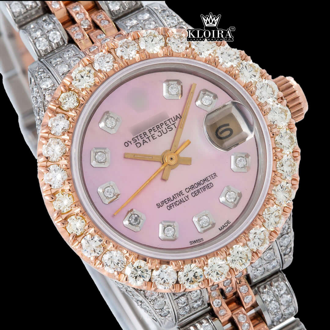 BlushBloom Moissanite Diamond Watch 14K Gold VVS 18 Carat 42mm Front