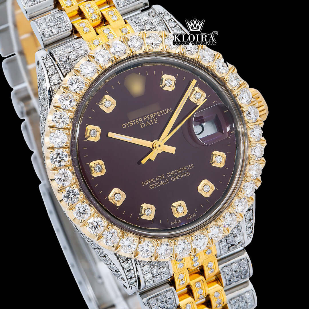 BurgundyElite Moissanite Diamond Watch Silver VVS 13 Carat 42mm Men Front