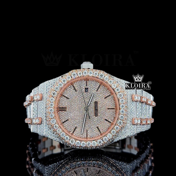 Bust Down AP Inspired Watch Two Tone Moissanite Diamonds 14K Gold VVS 41mm Front View