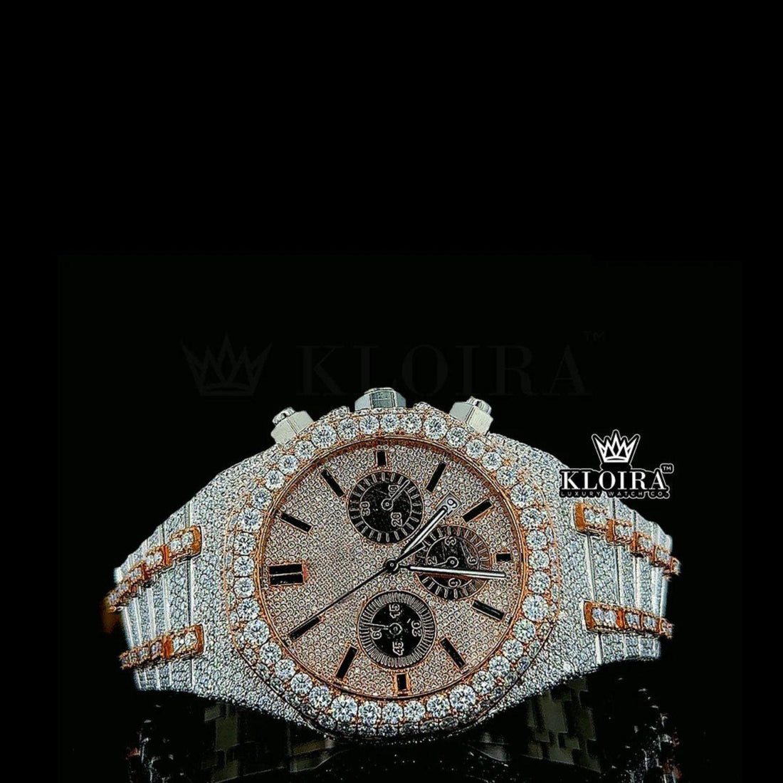 Bust Down Chronograph Moissanite Diamond Watch Front View