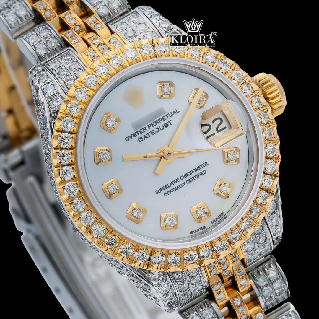 Celestia Moissanite Diamond Watch 14K Gold VVS 19 Carat 42mm Front