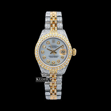 Celestia Moissanite Diamond Watch 14K Gold VVS 19 Carat 42mm Front