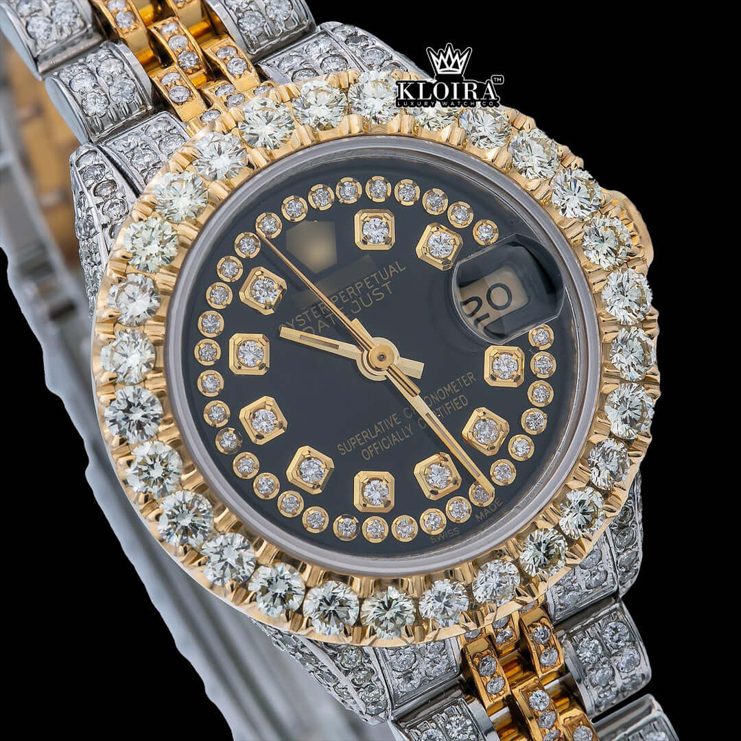 Celestial Moissanite Diamond Watch 14K Gold VVS 19 Carat 42mm Front