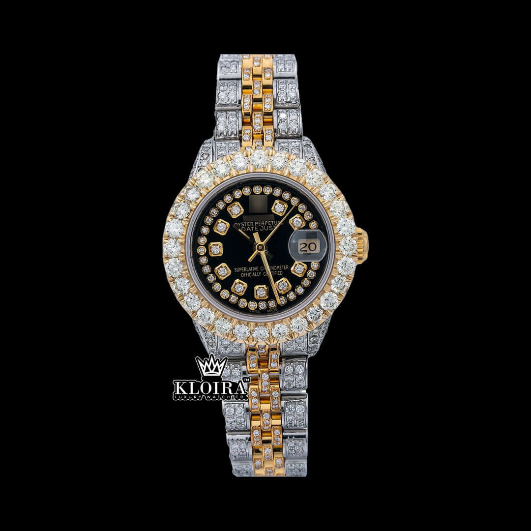 Celestial Moissanite Diamond Watch 14K Gold VVS 19 Carat 42mm Front