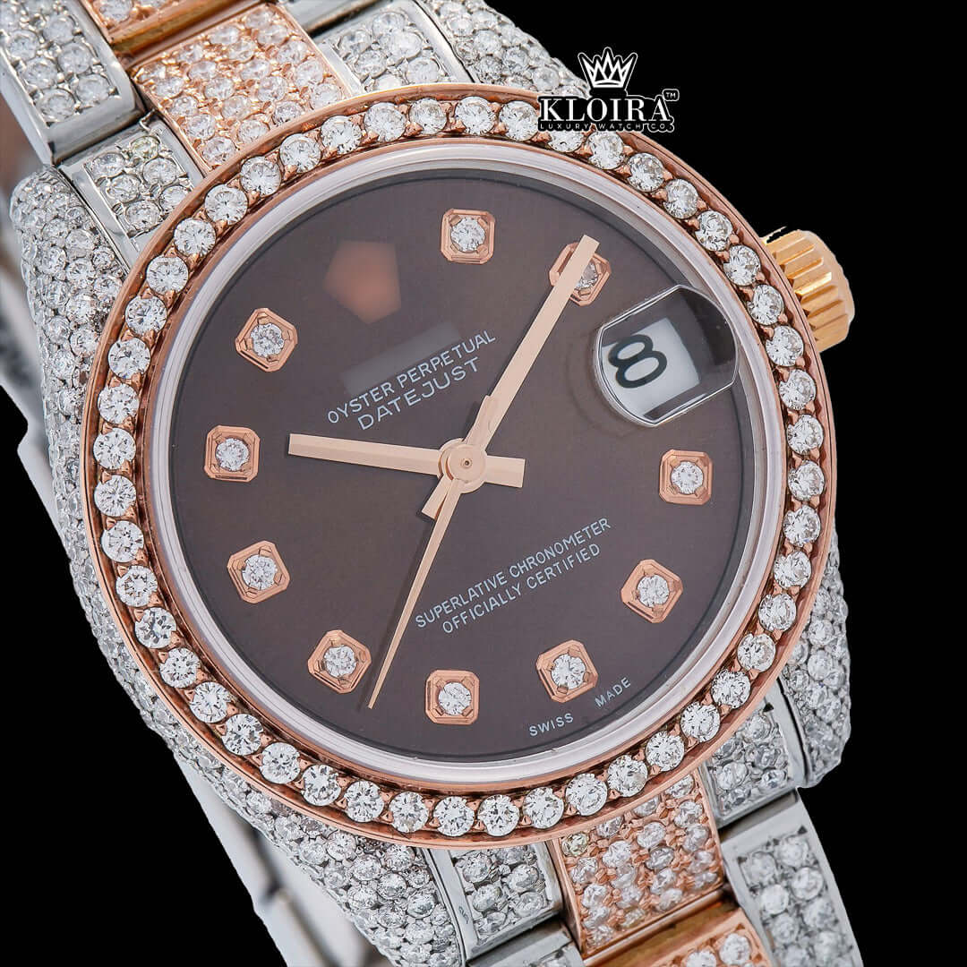 ChocolateDream Moissanite Diamond Watch 14K Gold VVS 18 Carat 42mm Front
