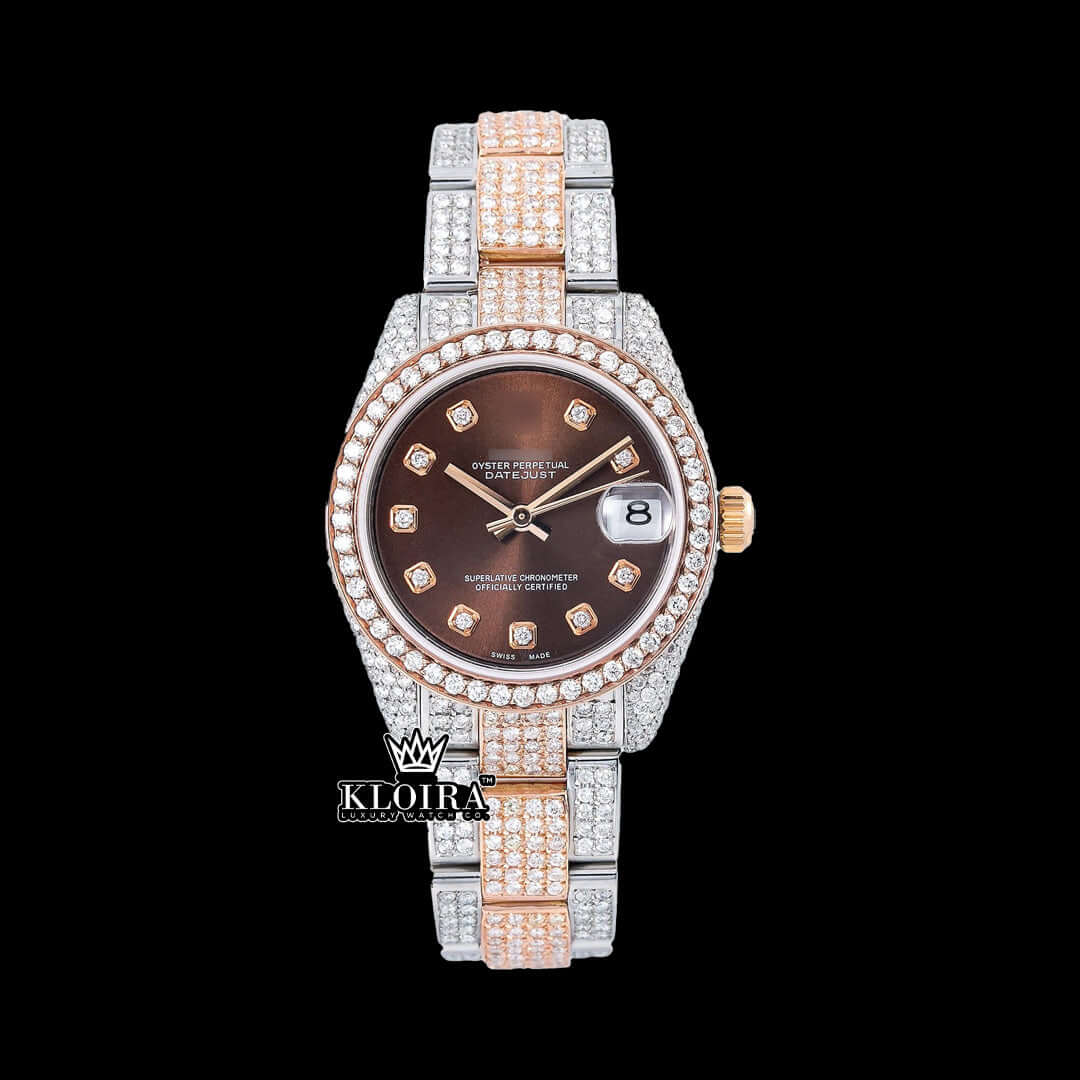 ChocolateDream Moissanite Diamond Watch 14K Gold VVS 18 Carat 42mm Front