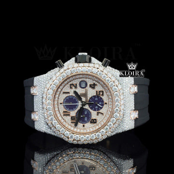 ChronoLux Moissanite Diamond Watch 14K Gold VVS 13 Carat 42mm Front