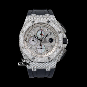 ChronoLuxe Moissanite Diamond Watch 14K Gold VVS 14 Carat 42mm Front