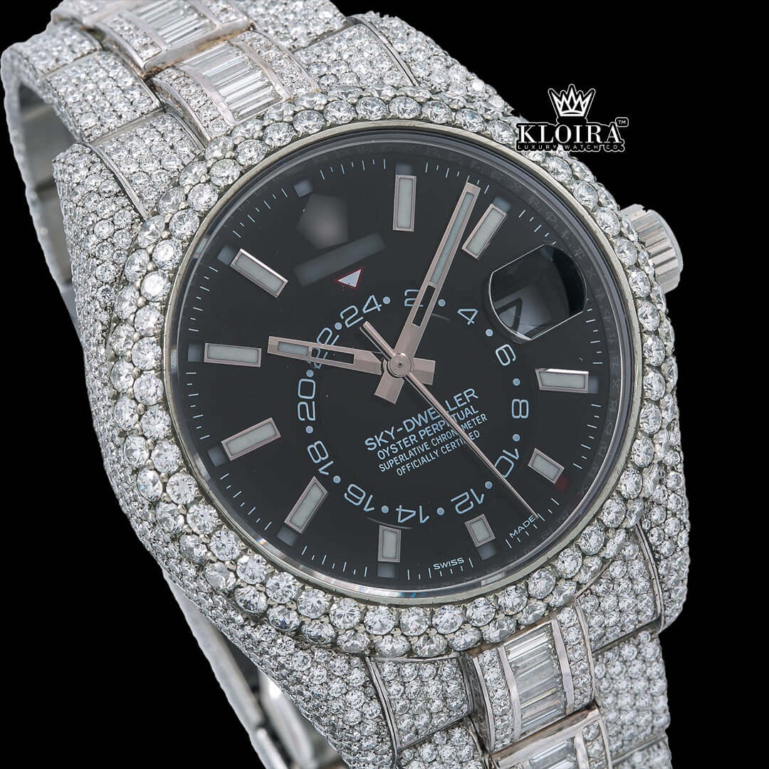 ChronoMajesty Moissanite Diamond Watch 14K Gold VVS 20 Carat 42mm Front 