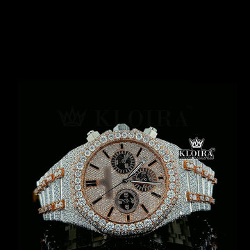 Chronograph Dial Royal Oak Moissanite Diamond Watch Rose 14K Gold VVS 29 Carat 41mm Front