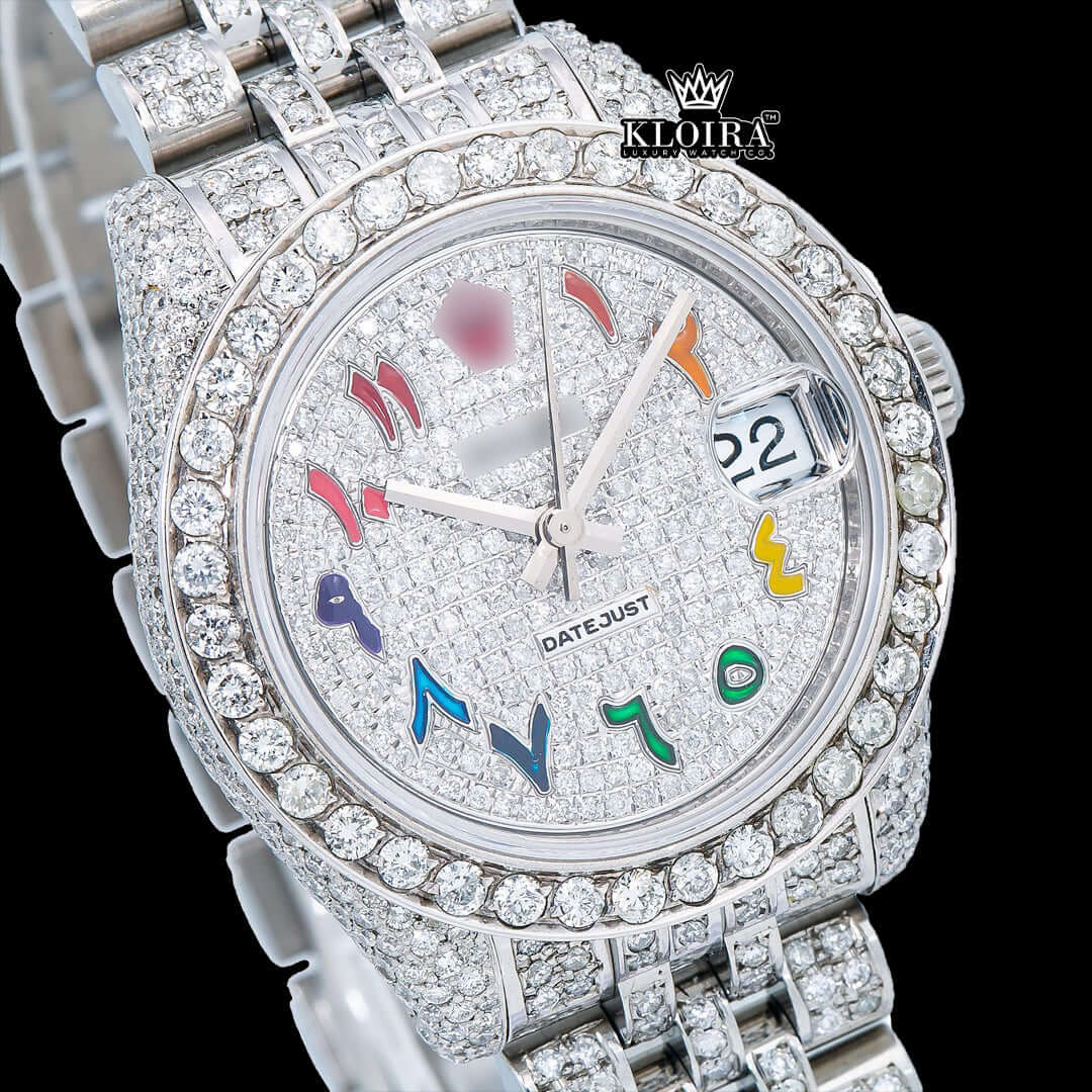 ColorfulElegance Moissanite Diamond Watch Silver VVS 18 Carat 42mm Men Front