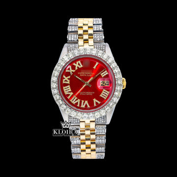 CrimsonGleam Moissanite Diamond Watch 14K Gold VVS 18 Carat 42mm Front