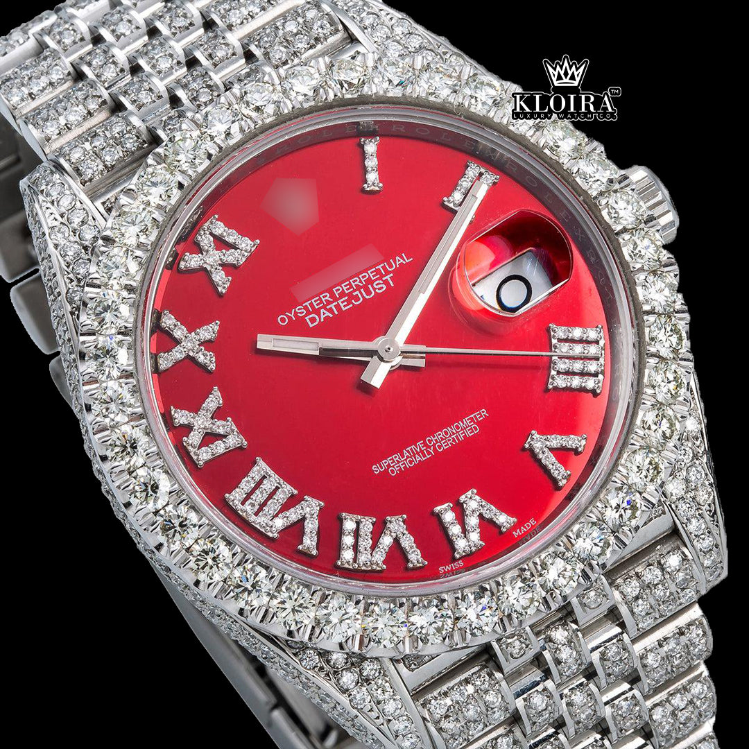 Crimsonlux Moissanite Diamond Watch 14K Gold VVS 18 Carat 42mm Front