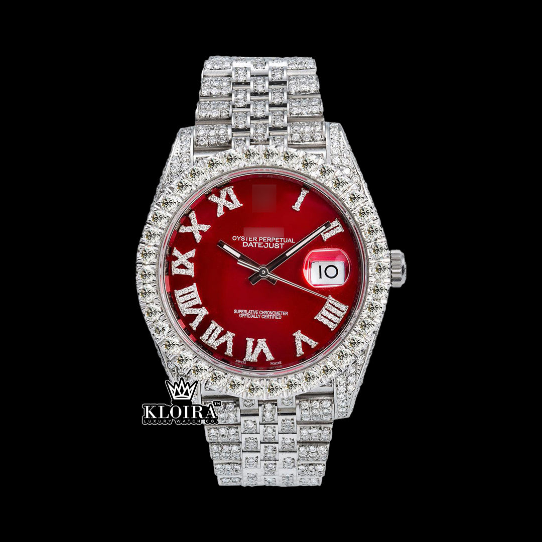 Crimsonlux Moissanite Diamond Watch 14K Gold VVS 18 Carat 42mm Front