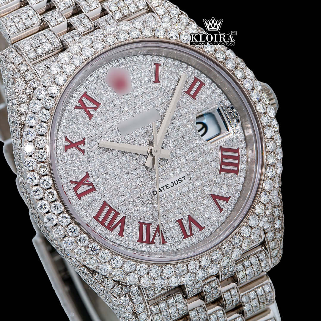 CrystalElegance Moissanite Diamond Watch Silver VVS 22 Carat 42mm Men Front